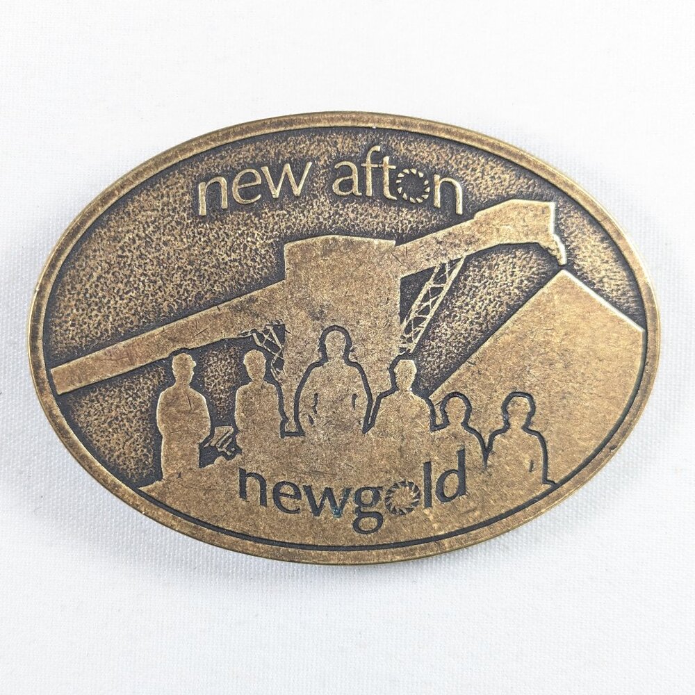 New Afton New Gold belt buckle, Brass gold mining industry Kamloops BC